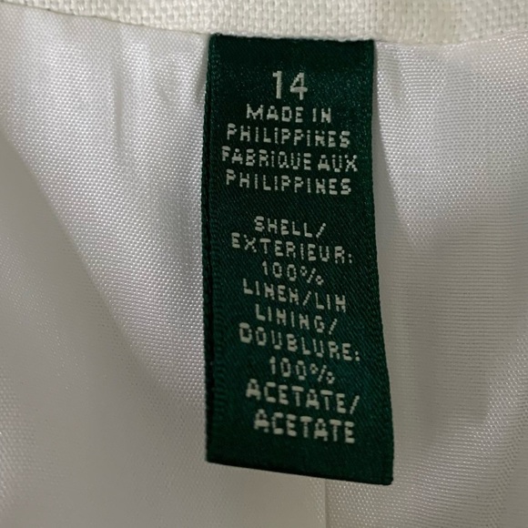 Lauren Ralph Lauren 100% Linen White Blazer New With Tags Size 14 - Picture 9 of 14